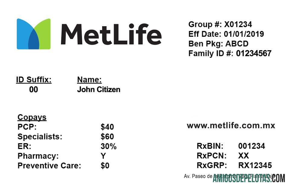 Cartão de seguro saúde do México exemplo